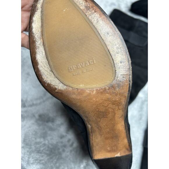 Gravati Knee High Black Suede Leather Heeled Boots Hand Made In Italy Size 9 - Picture 2 of 9